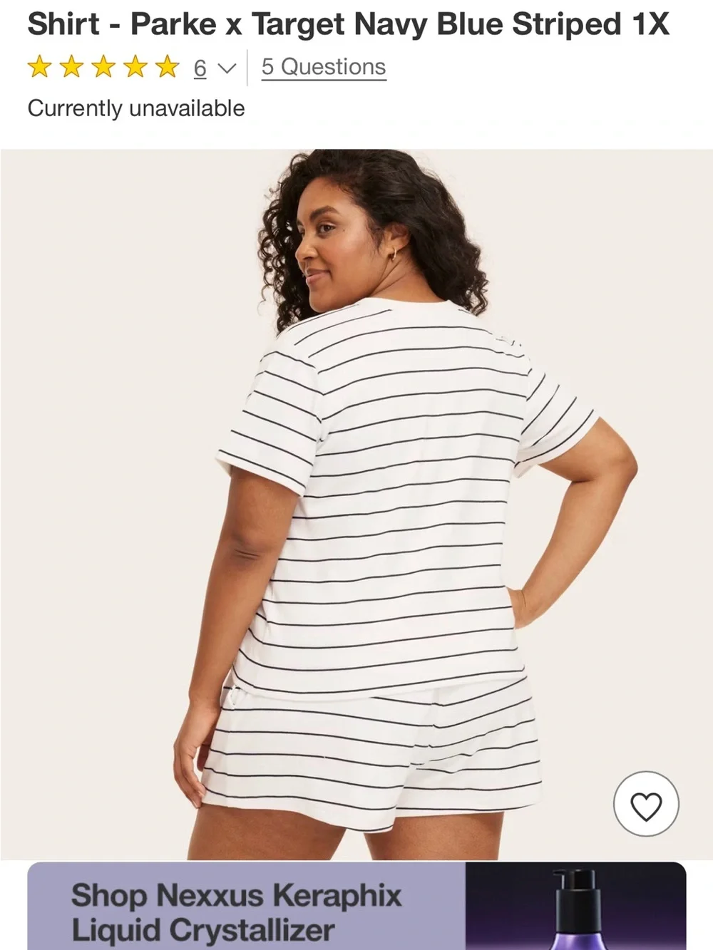 Parke X Target Navy Striped Pocket Tee Size 1X - Picture 3 of 3